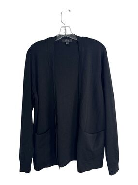 COS 100% Wool Black Open Front Pocket Cardigan Sweater Size Small